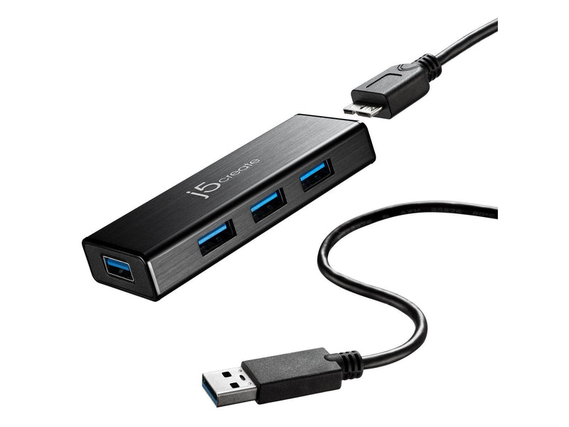 j5create 4-Port USB3.0 Mini Hub USB-Hubs - USB 3.0 - 4 - Schwarz