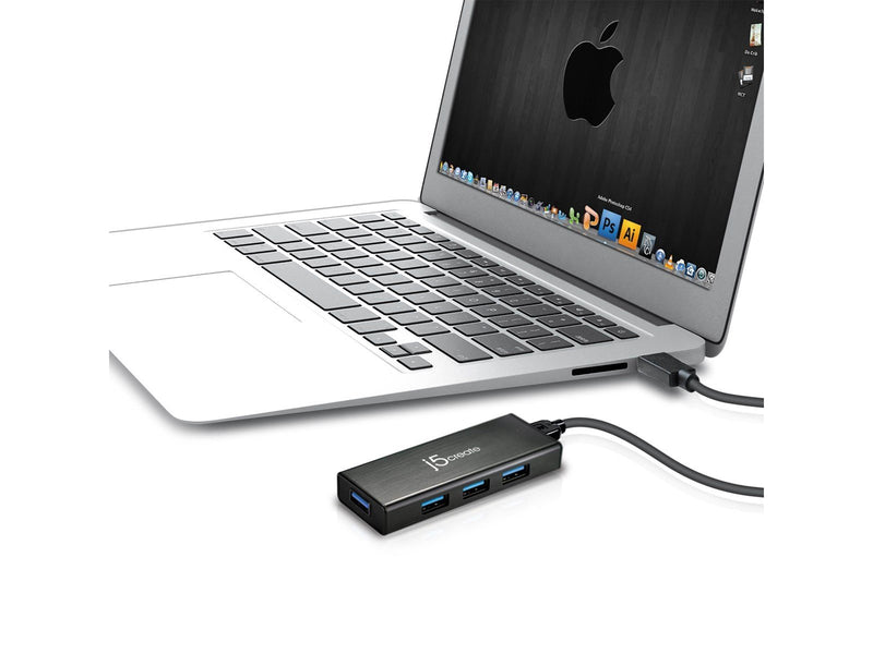 j5create 4-Port USB3.0 Mini Hub USB-Hubs - USB 3.0 - 4 - Schwarz