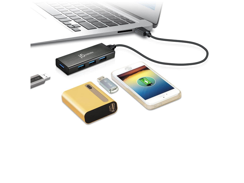 j5create 4-Port USB3.0 Mini Hub USB-Hubs - USB 3.0 - 4 - Schwarz