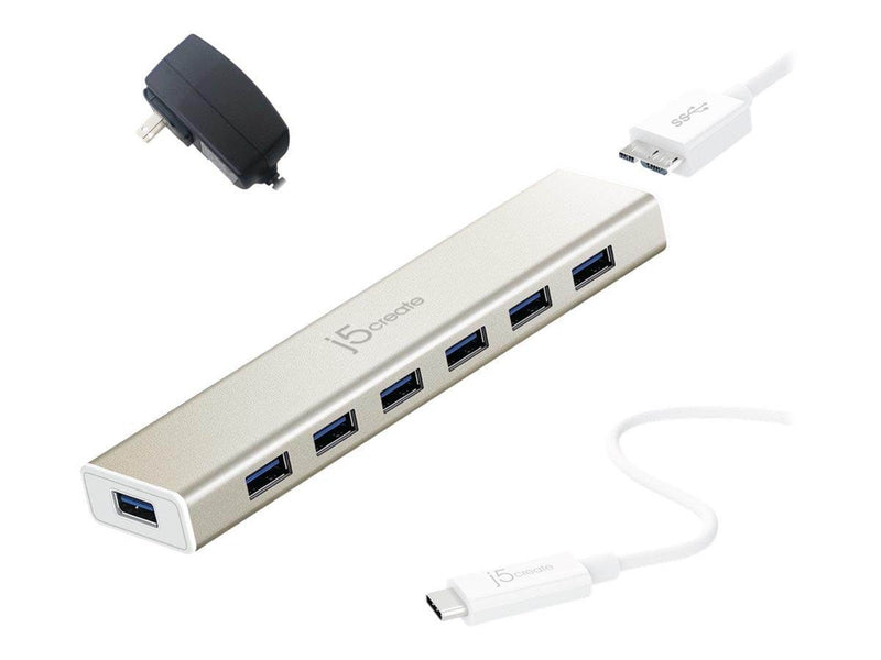 j5create 7-Port USB3.0 Hub USB-Hubs - USB 3.1 - 7 - Gold