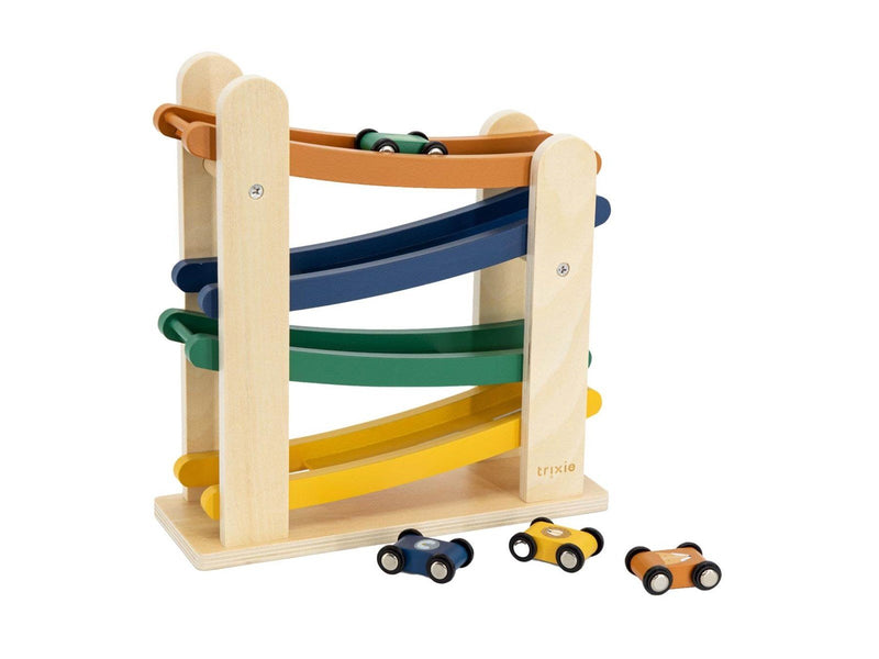 Trixie Baby Wooden Car Track with 4 Cars