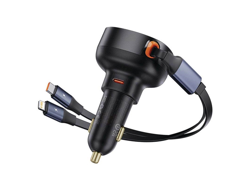 Baseus Car Charger  Enjoyment USB-C with USB-C cable and Lightning  60W (black)