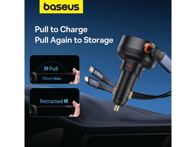 Baseus Car Charger  Enjoyment USB-C with USB-C cable and Lightning  60W (black)