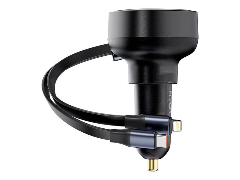 Baseus Car Charger  Enjoyment USB with USB-C cable and Lightning  60W (black)