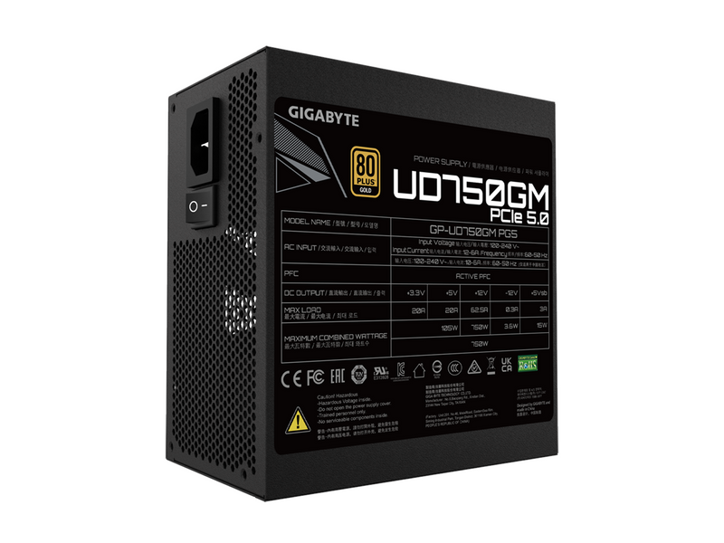 GIGABYTE UD750GM PG5 Netzteile - 750 Watt - 120 mm - ATX 3.0 - 80 Plus Gold zertifiziert