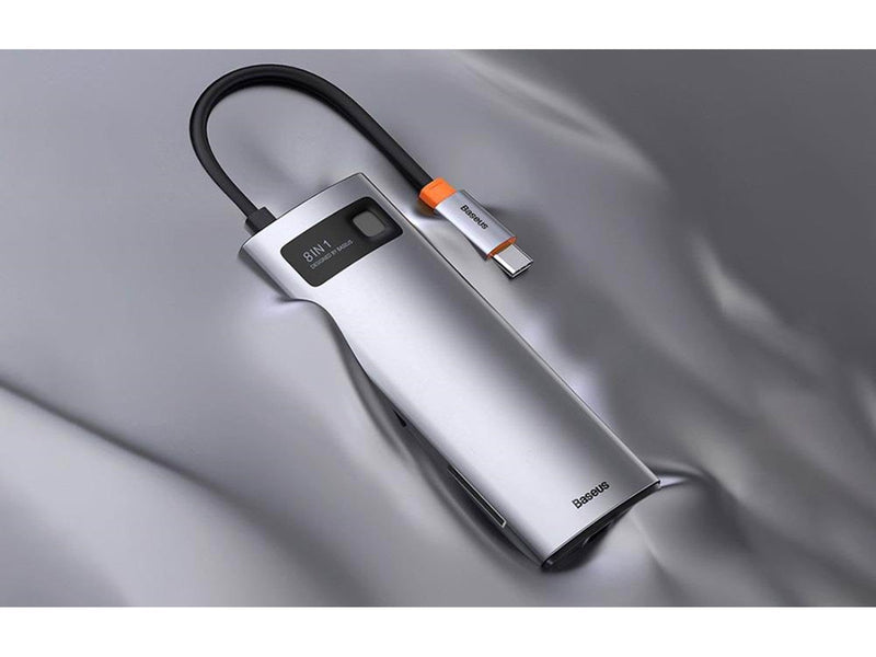 Baseus Hub 8in1 Metal Gleam Series USB-C to 3x USB 3.0 + HDMI + USB-C PD + Ethernet RJ45 + microSD/SD USB-Hubs - USB 3.0 - 7 - G