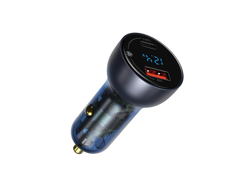 Baseus Car Charger  Particular Digital Display QC+PPS 65W With Mini White USB-C Cable With E-mark Chip 1m 100W (black)