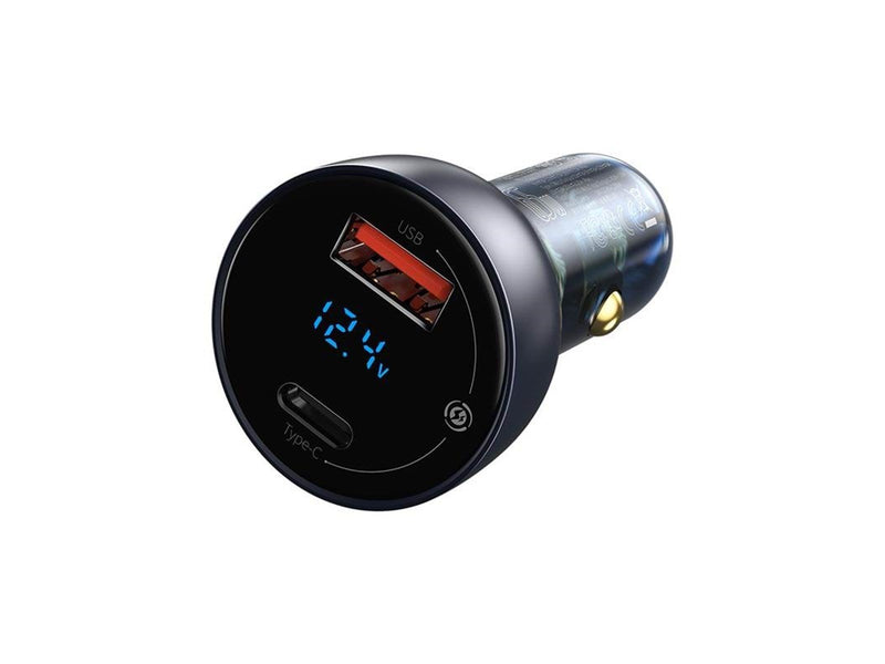 Baseus Car Charger  Particular Digital Display QC+PPS 65W With Mini White USB-C Cable With E-mark Chip 1m 100W (black)