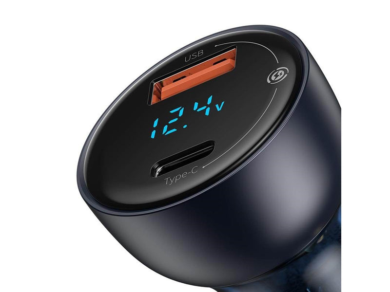 Baseus Car Charger  Particular Digital Display QC+PPS 65W With Mini White USB-C Cable With E-mark Chip 1m 100W (black)