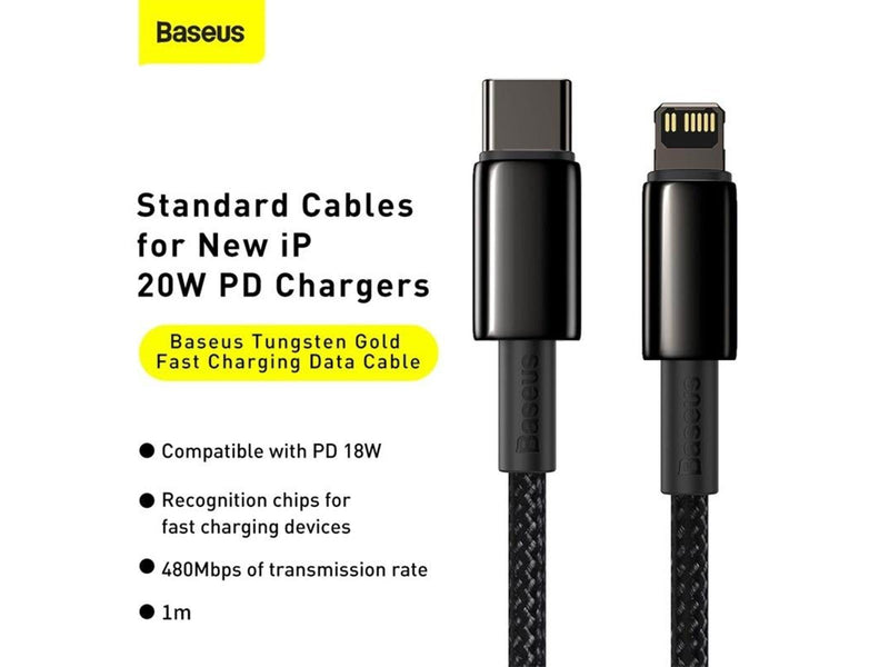 Baseus Tungsten Gold Cable Type-C to iP PD 20W 1m (black)