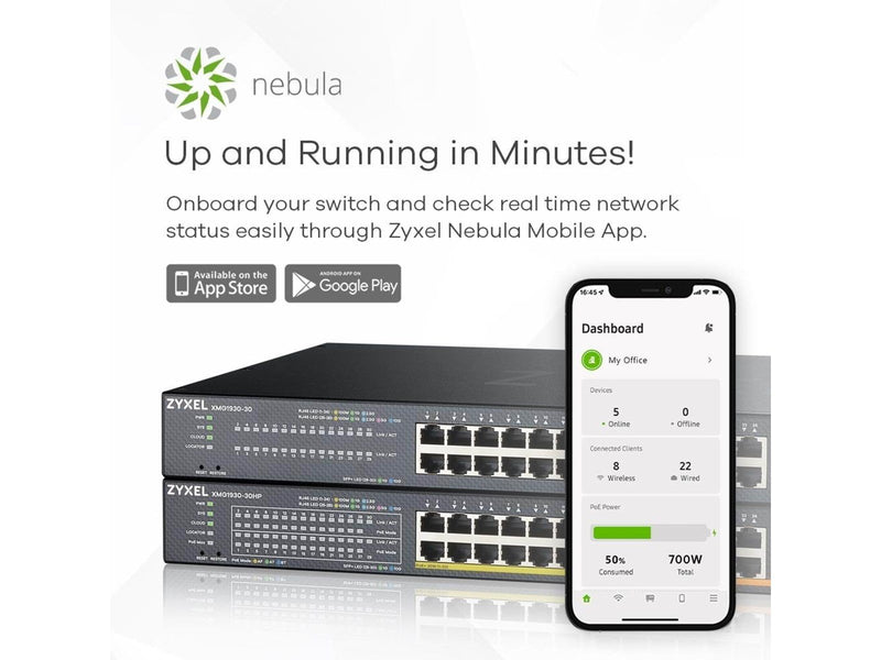 ZyXEL XMG1930-30 24-port 2.5G Multi-Gig Lite-L3 Smart Managed Switch with 6 10G Uplinks