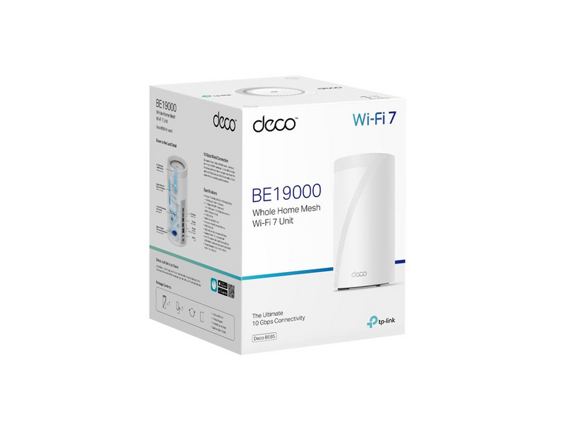 TP-Link DECO BE85 BE19000 Tri-Band Whole Home Mesh (1-Pack) - Mesh router 802.11a/b/g/n/ac/ax/be (Wi-Fi 7)