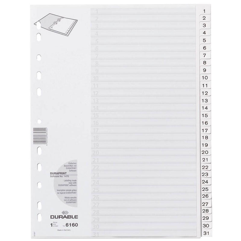 DURABLE Ordnerregister Vollformat 1-31 weiß - 1 Satz