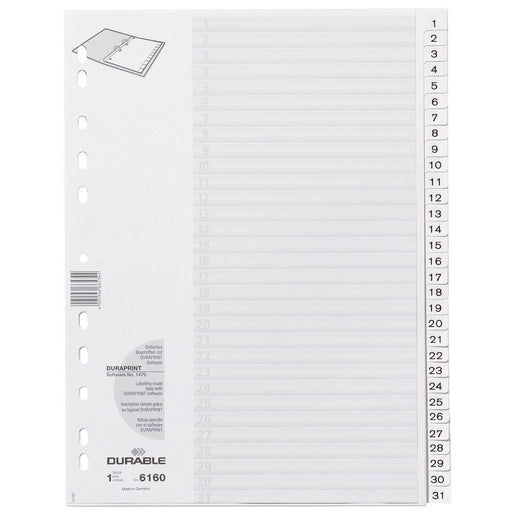 DURABLE Ordnerregister Vollformat 1-31 weiß - 1 Satz