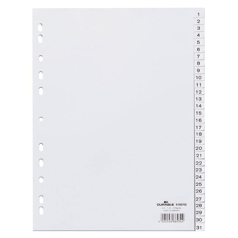 DURABLE Ordnerregister Vollformat 1-31 weiß - 1 Satz