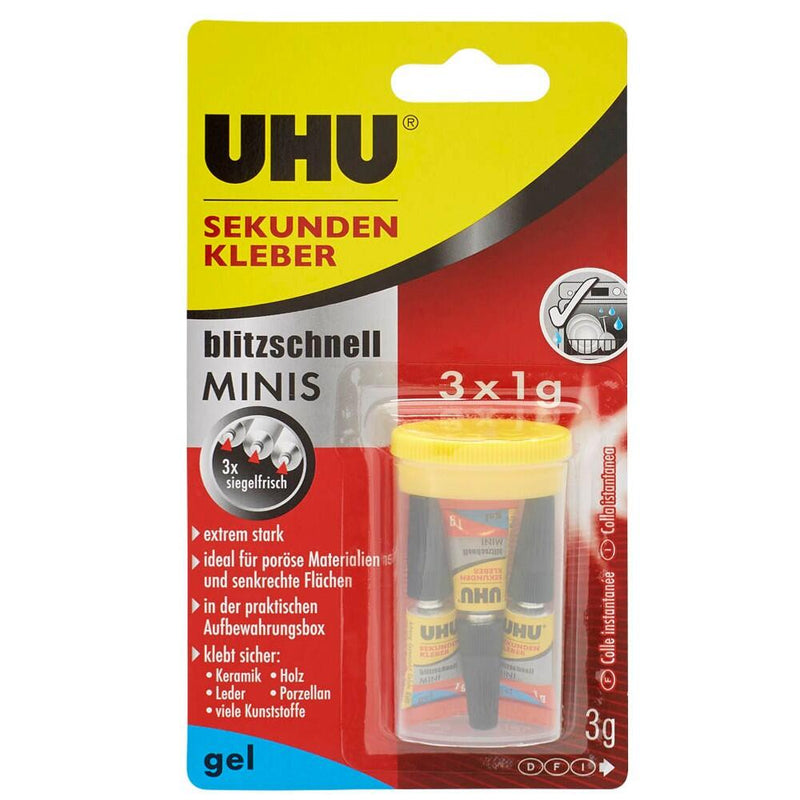 UHU blitzschnell MINIS gel Sekundenkleber 3x 1,0 g