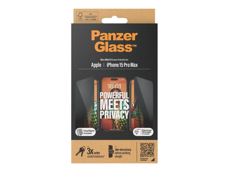 PanzerGlass Privacy - screen protector for mobile phone - ultra-wide fit with EasyAligner