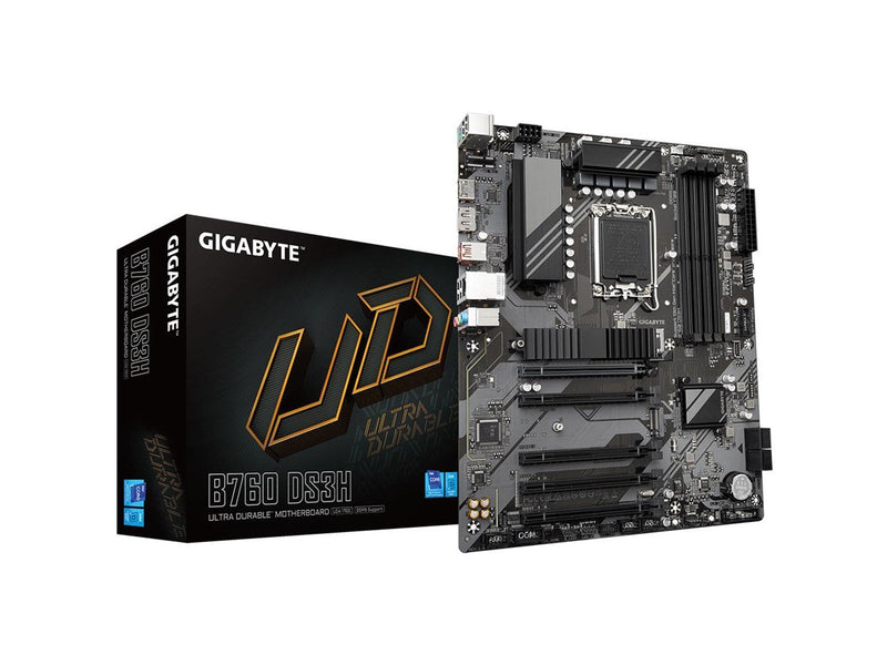 GIGABYTE B760 DS3H Mainboard - Intel B760 - Intel LGA1700 socket - DDR5 RAM - ATX