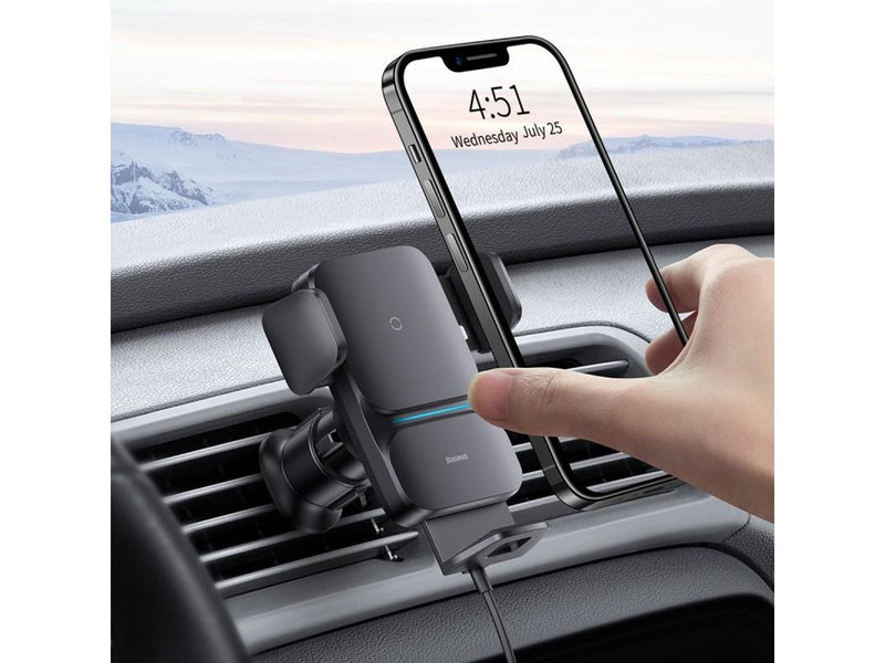 Baseus Wisdom Wireless Charging Air vent Electric Car Phone Holder (black)