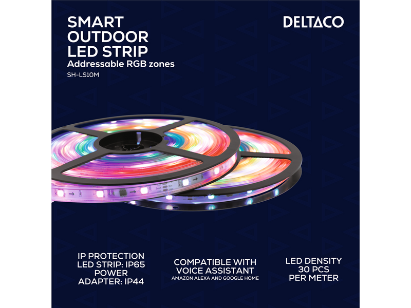 Deltaco Smart-LED-Streifen für den Außenbereich, RGB, 10 m (2 x 5 m)