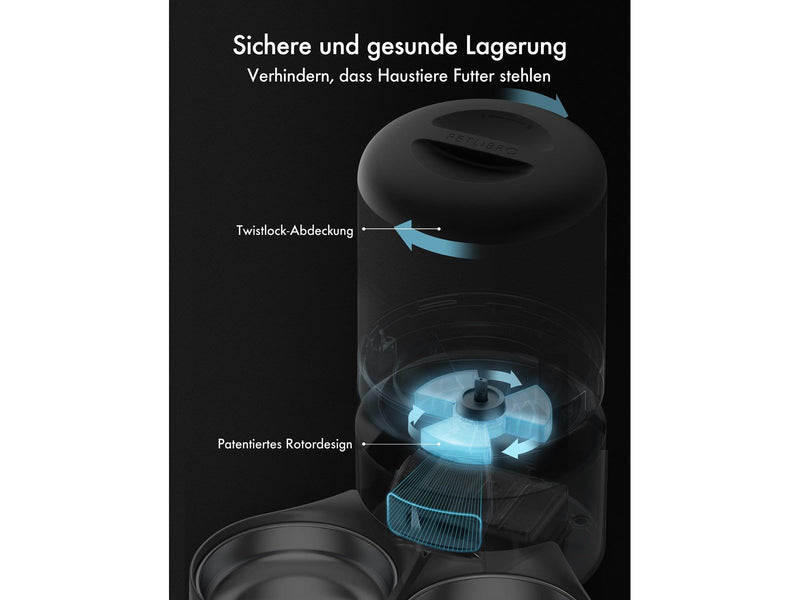Pet Libro GRANARY DUAL FOOD TRAY 5L BLACK-UK&EU ADAPTER