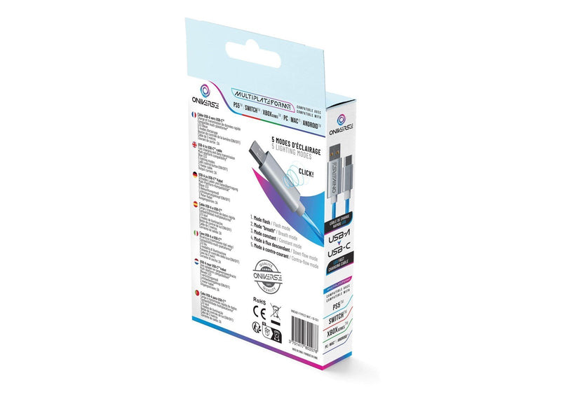 Oniverse USB-A USB-C LED Fast Charging Cable 2 m - Wired Charging cable for wireless game controller