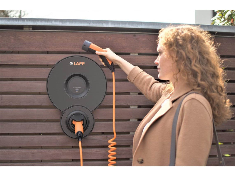 LAPP Type 2 Spiral Charging Cable, up to 11 kW, 5 m, orange