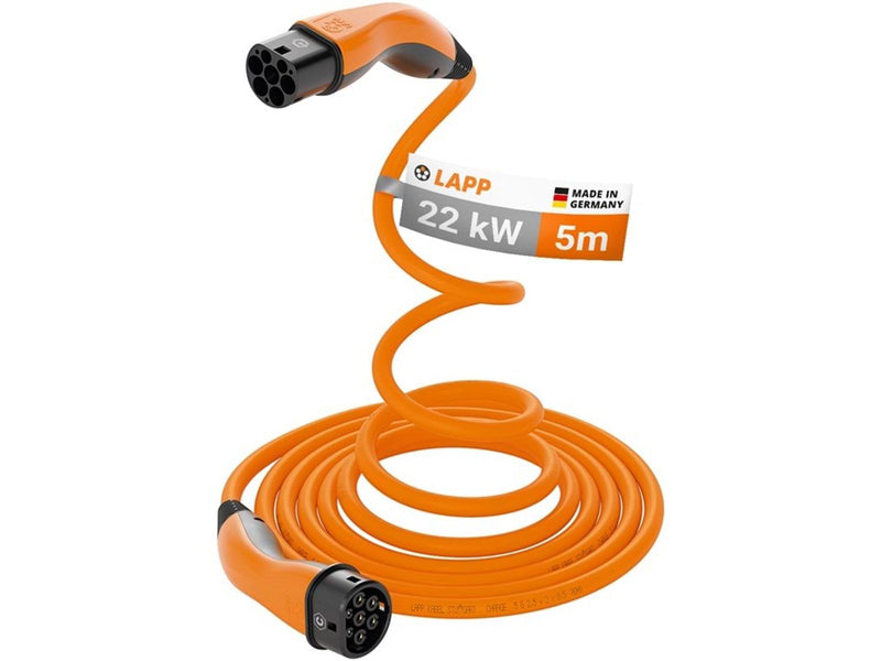 LAPP Type 2 HELIX Convenience Charging Cable, up to 22 kW, 5 m, orange