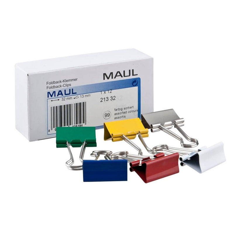 MAUL Foldbackklammern farbsortiert 3,2 cm - 12 Stück