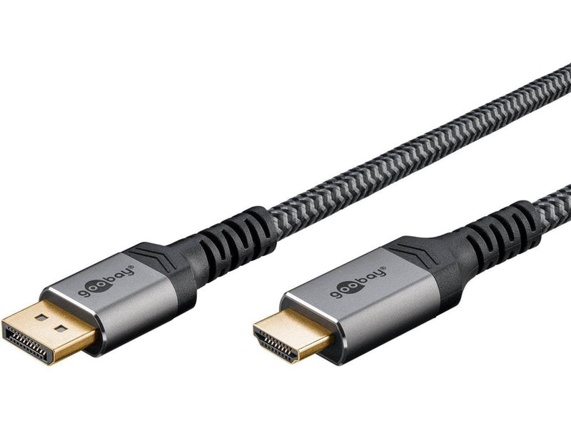 Pro Displayport 1.2 - HDMI 2.0 Sleeved - Display Kabel - 2m - Schwarz