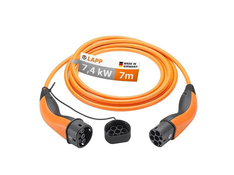 LAPP Type 2 Charging Cable, up to 7.4 kW, 7 m, orange