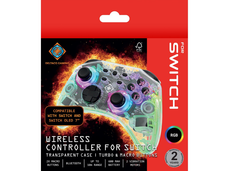 Deltaco Transparent RGB - Wireless Controller - Android