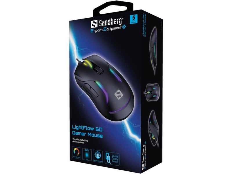 Sandberg LightFlow 6D - Gaming Maus (Schwarz)