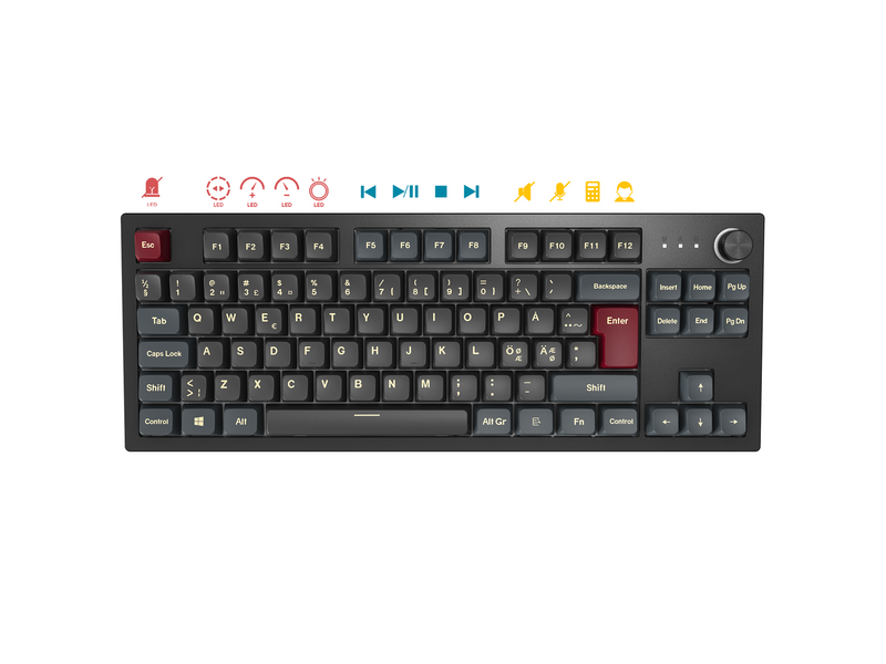 Montech MKey TKL Darkness - Gateron G Pro 2.0 Brown - Gaming Tastaturen - ohne Numpad - Nordisch - Schwarz
