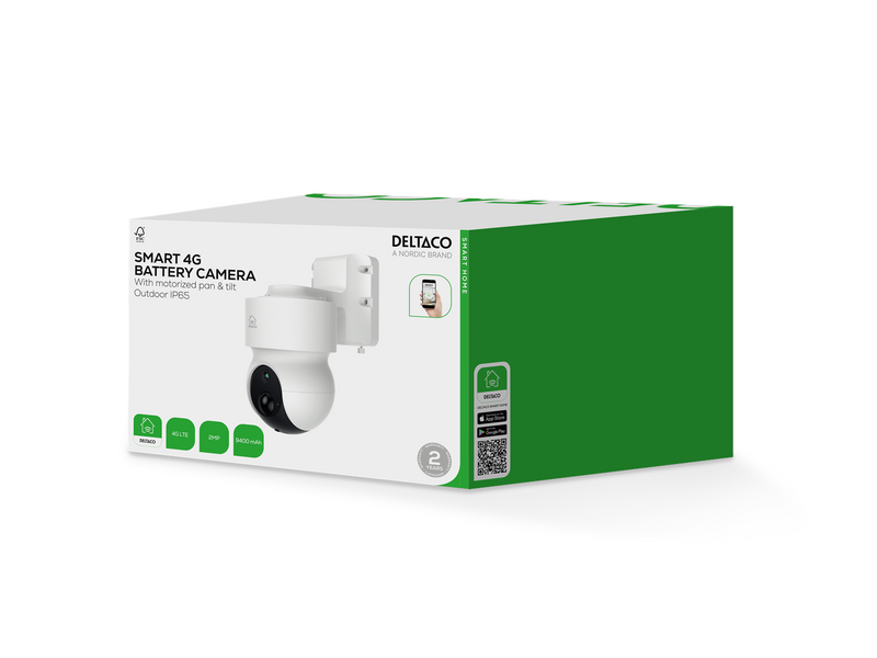 Deltaco Batteriebetriebene 4G-Smart-Kamera, 2 MP