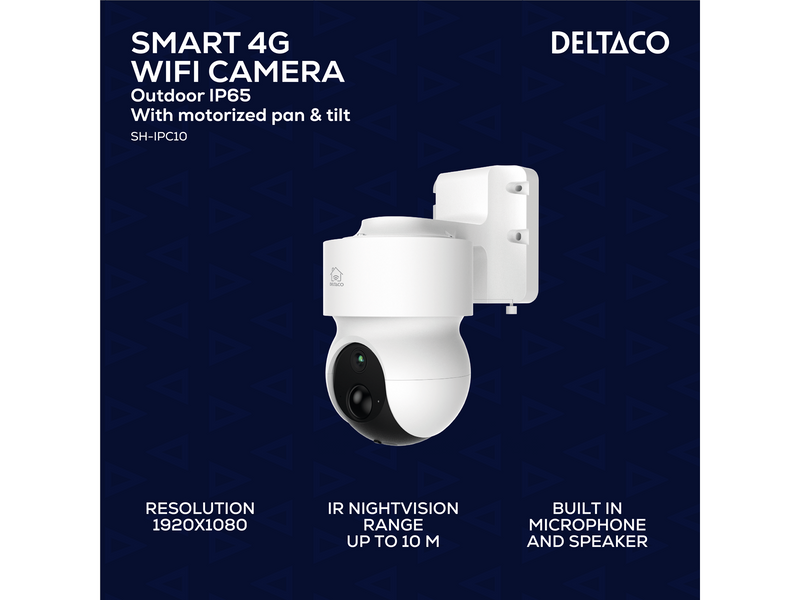 Deltaco Batteriebetriebene 4G-Smart-Kamera, 2 MP