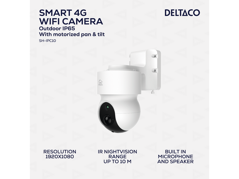 Deltaco Batteriebetriebene 4G-Smart-Kamera, 2 MP