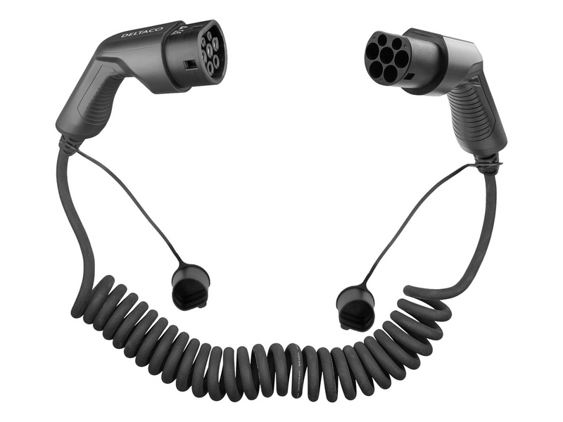 Deltaco E-Charge cable type 2 - type 2 3 phase 16A Spiral 3M/5M