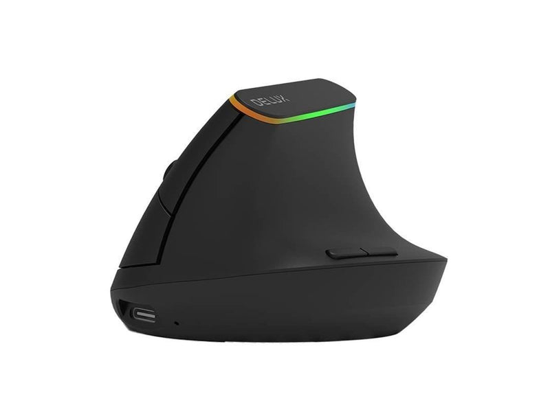 DeLUX Wireless Vertical Mouse Delux M618DB BT4.0 + 2.4Ghz 4000DPI RGB - Vertical mouse (Schwarz)