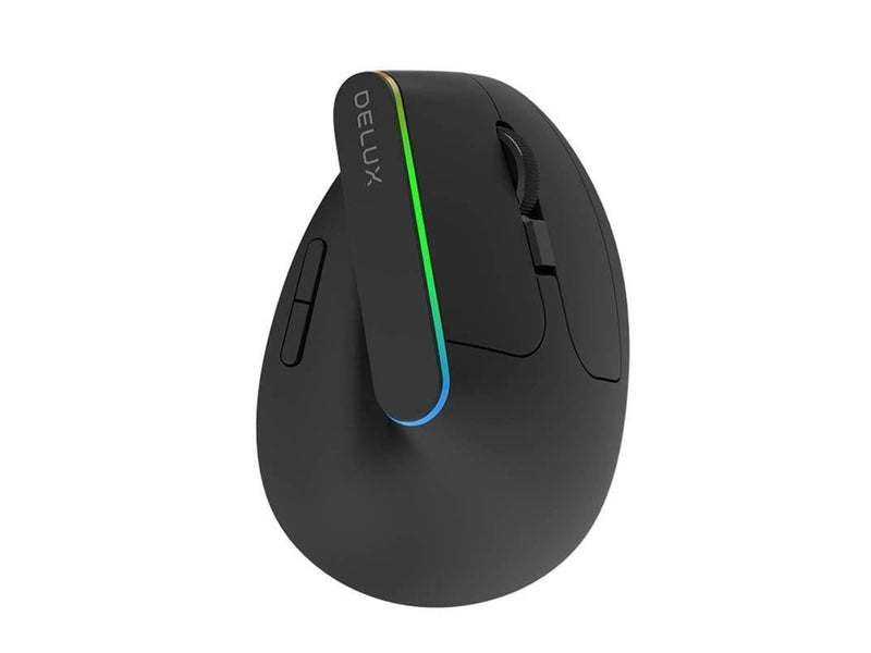 DeLUX Wireless Vertical Mouse Delux M618DB BT4.0 + 2.4Ghz 4000DPI RGB - Vertical mouse (Schwarz)