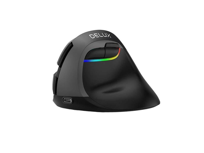 DeLUX Wireless Vertical Mouse Delux M618Mini BT+2.4G RGB 4000DPI (Iron Gray) - Vertical mouse (Schwarz)
