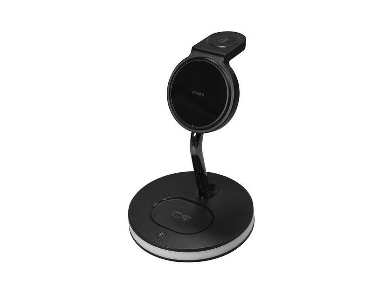 Deltaco 3-in-1 magnetic wireless charger black