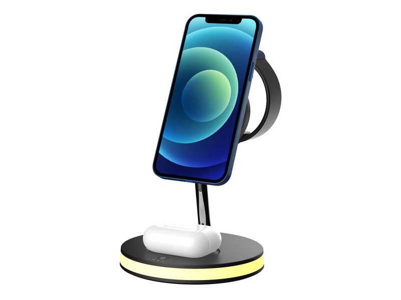 Deltaco 3-in-1 magnetic wireless charger black