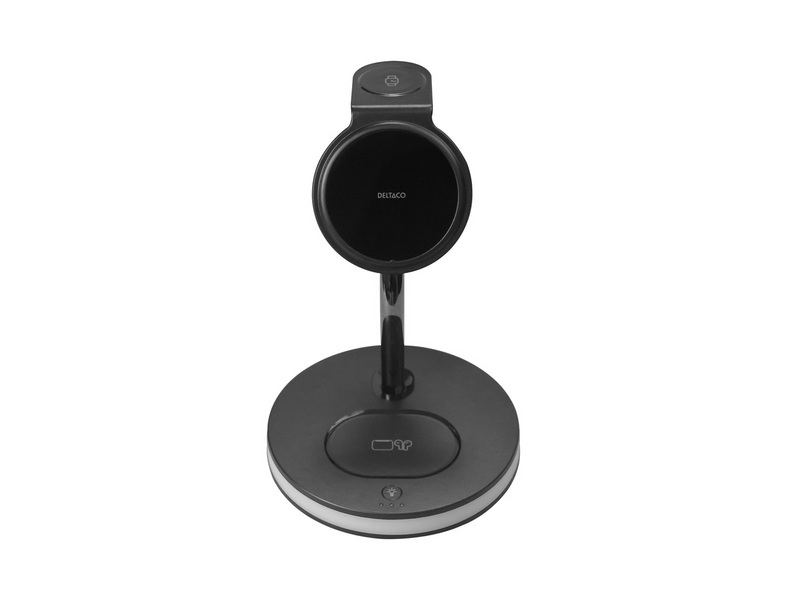 Deltaco 3-in-1 magnetic wireless charger black