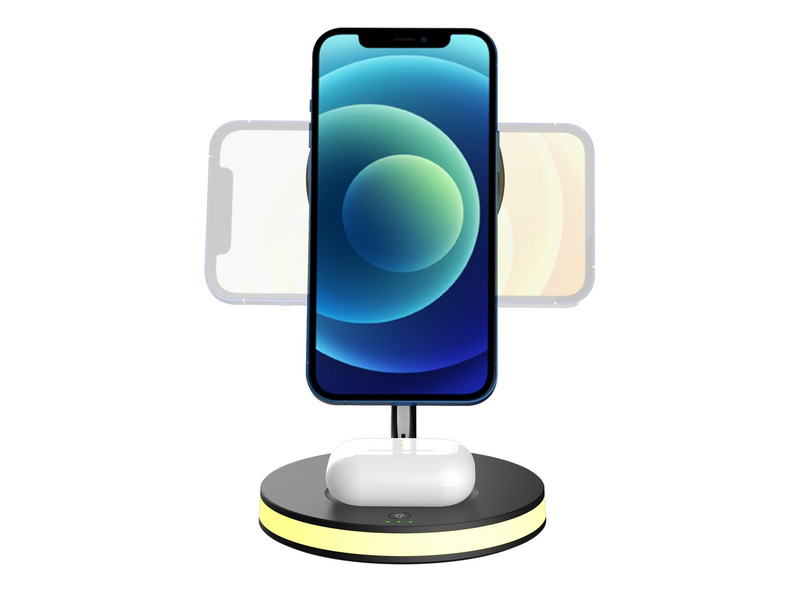 Deltaco 3-in-1 magnetic wireless charger black