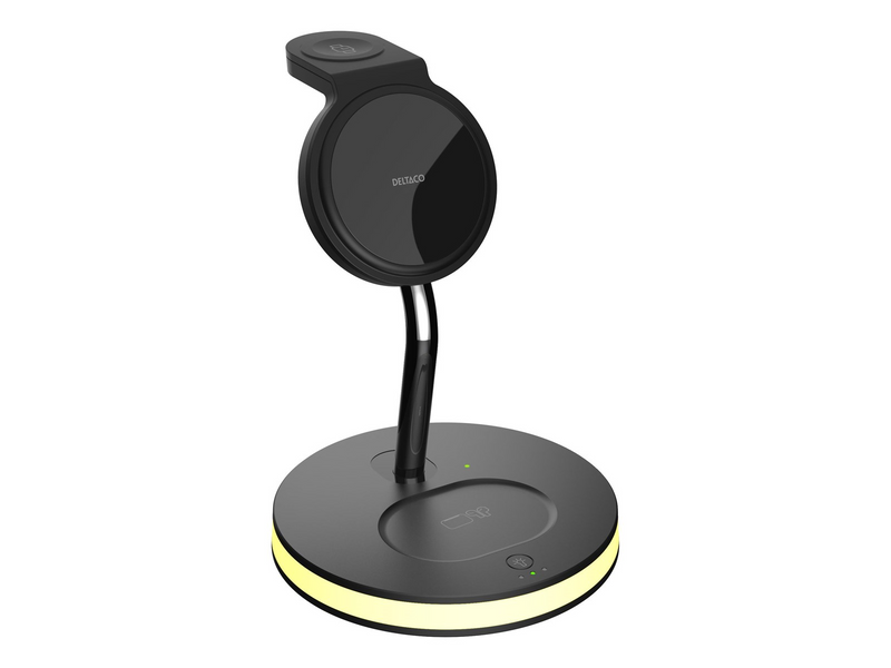Deltaco 3-in-1 magnetic wireless charger black