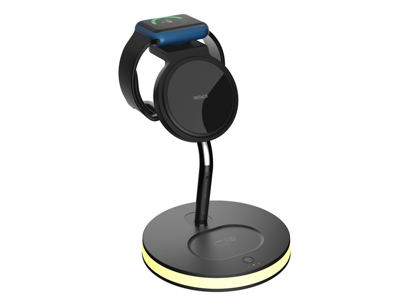 Deltaco 3-in-1 magnetic wireless charger black