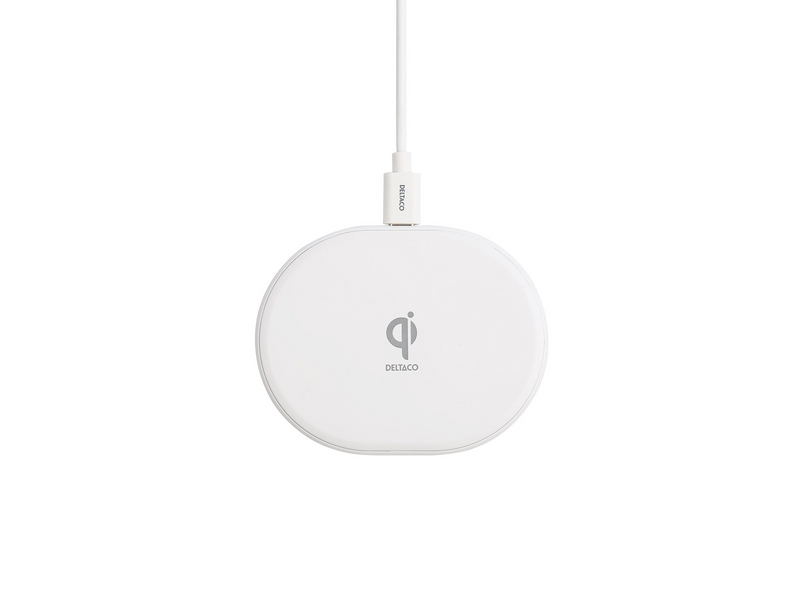 Deltaco Wireless charger 10 W USB-C Qi certified white