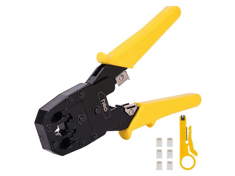 Deli Tools Ethernet Crimper 4/6/8P RJ45/RJ14/RJ12/RJ9  EDL2468 (yellow)
