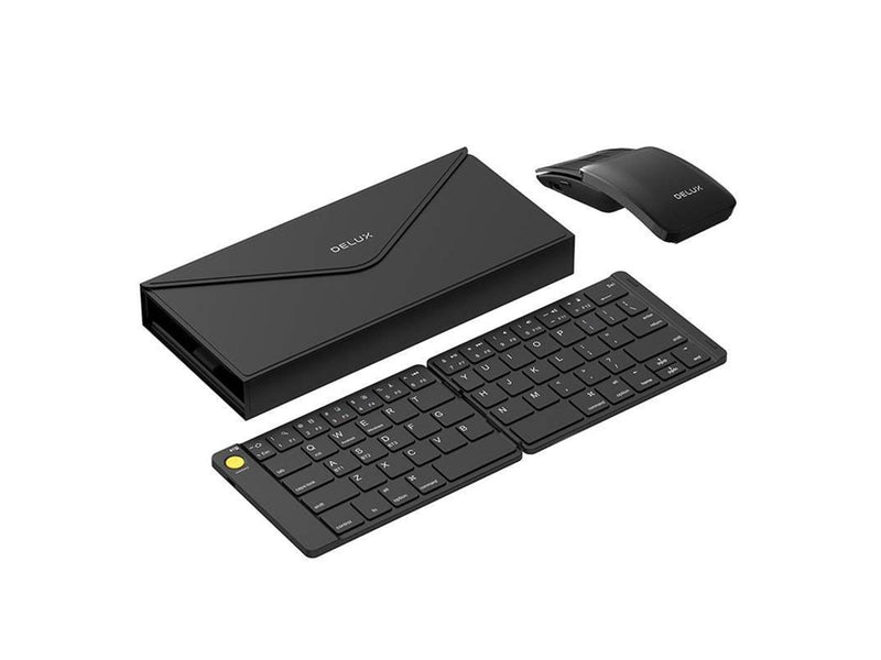 DeLUX Set Wireless foldable Keyboard Delux KF10 and mouse MF10PR - Tastatur & Maus Set - Schwarz